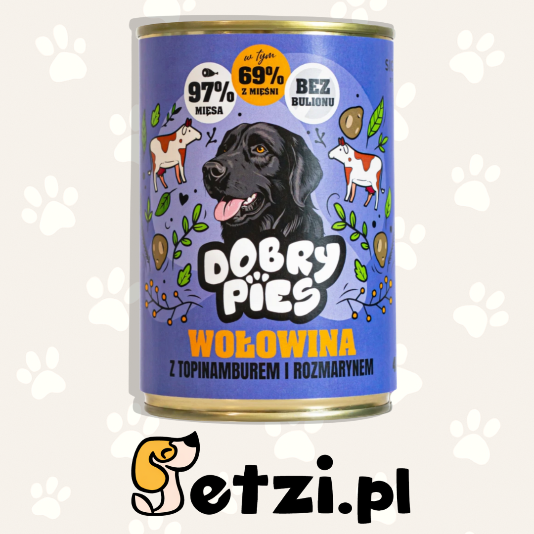 DOBRY PIES MOKRA KARMA DLA PSA WOŁOWINA, WIEPRZOWINA, TOPINAMBUR, ROZMARYN 400G