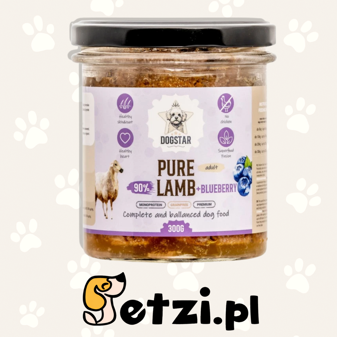 DOGSTAR MOKRA KARMA DLA PSA PURE JAGNIĘCINA Z BORÓWKAMI 300G