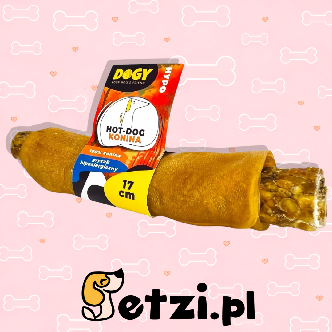 DOGY HYPO HOT DOG Z KONINY 17CM 100% SKÓRY KONINY DLA PSA