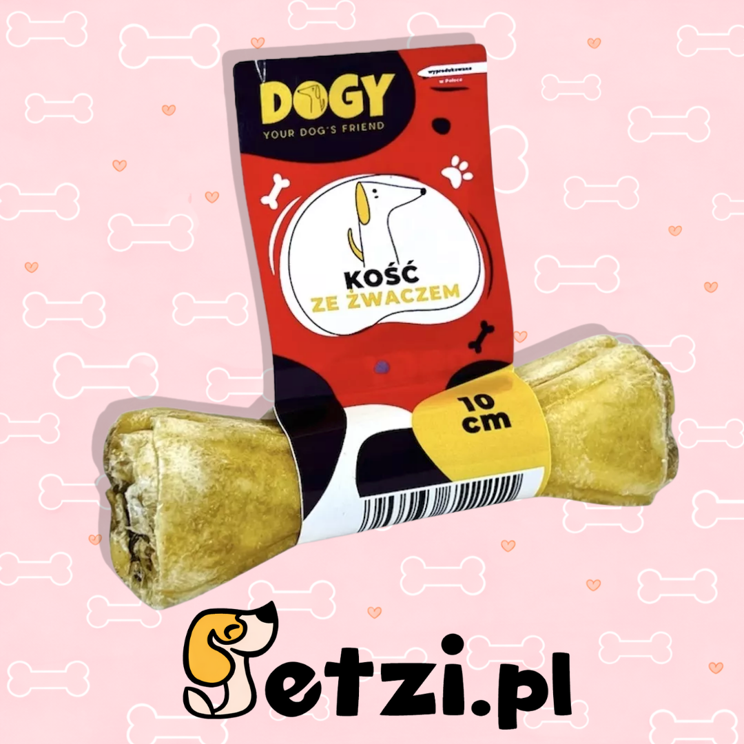DOGY KOŚĆ ZE ŻWACZEM 10CM DLA PSA - KOŚĆ DO GRYZIENIA I ŻUCIA