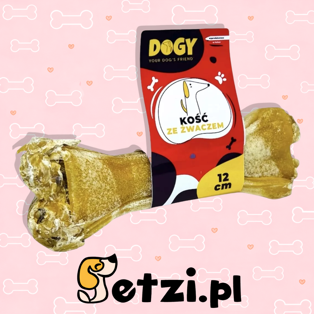 DOGY KOŚĆ ZE ŻWACZEM 12CM DLA PSA - KOŚĆ DO GRYZIENIA I ŻUCIA