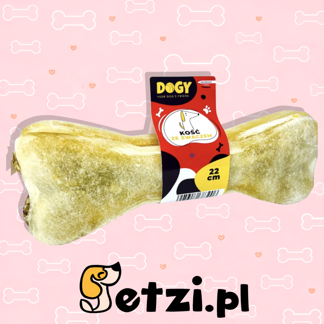 DOGY KOŚĆ ZE ŻWACZEM 22CM - KOŚĆ DO GRYZIENIA I ŻUCIA