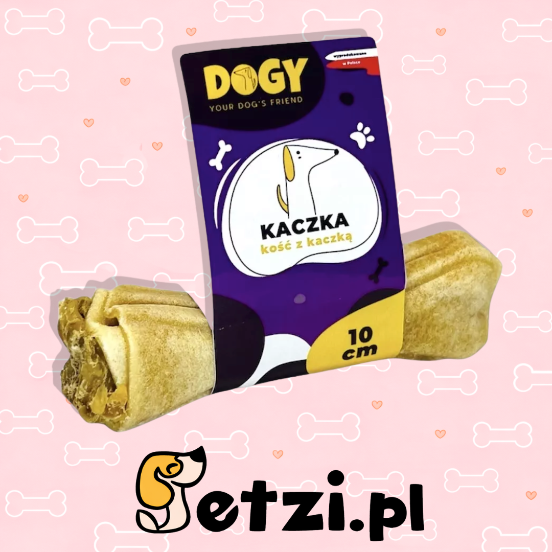 DOGY KOŚĆ Z KACZKĄ I JABŁKIEM 10CM - KOŚĆ DO GRYZIENIA I ŻUCIA