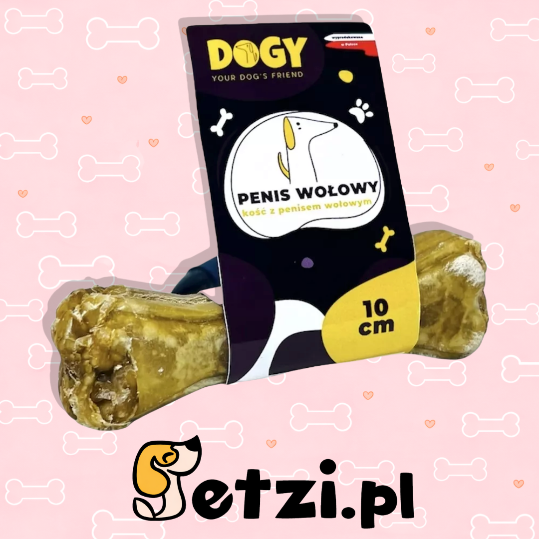 DOGY KOŚĆ Z PENISEM WOŁOWYM 10CM - KOŚĆ DO GRYZIENIA I ŻUCIA