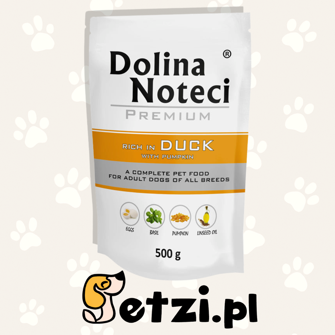 DOLINA NOTECI PREMIUM MOKRA KARMA DLA PSA BOGATA W KACZKĘ Z DYNIĄ 500G