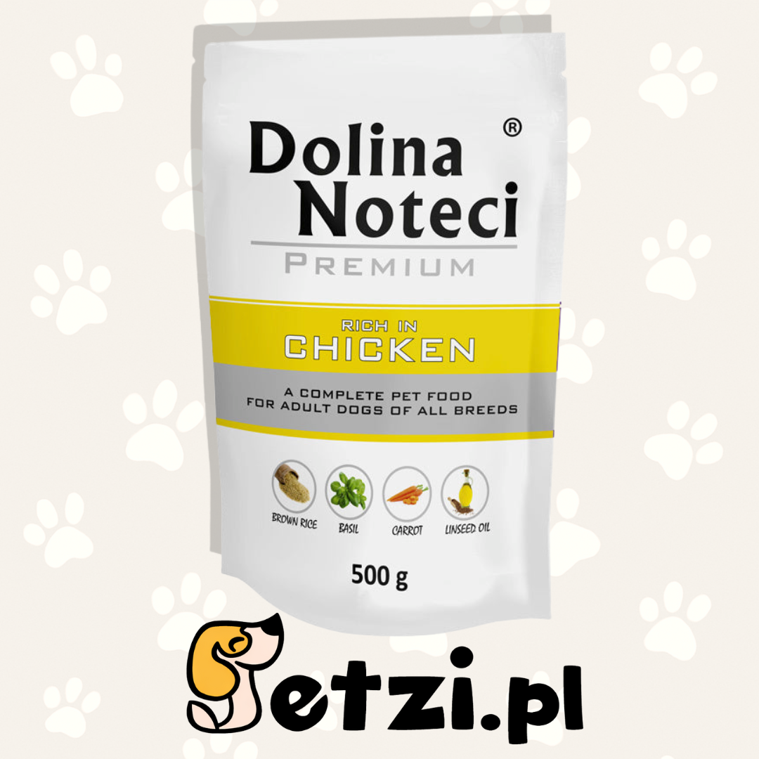 DOLINA NOTECI PREMIUM MOKRA KARMA DLA PSA BOGATA W KURCZAKA 500G