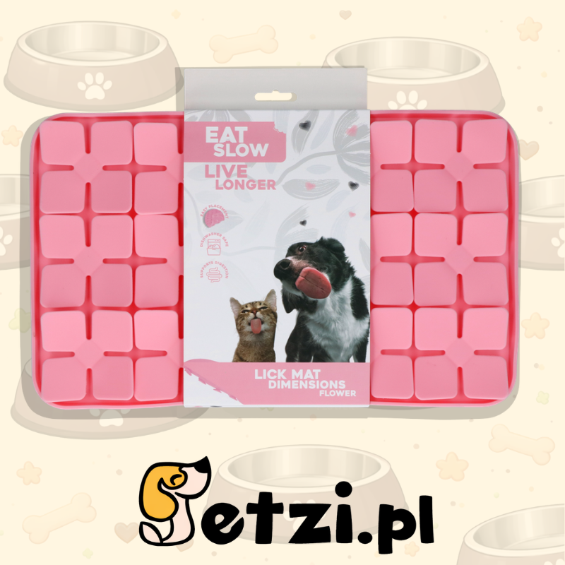 EAT SLOW LIVE LONGER LICK MAT DIMENSIONS FLOWER PINK