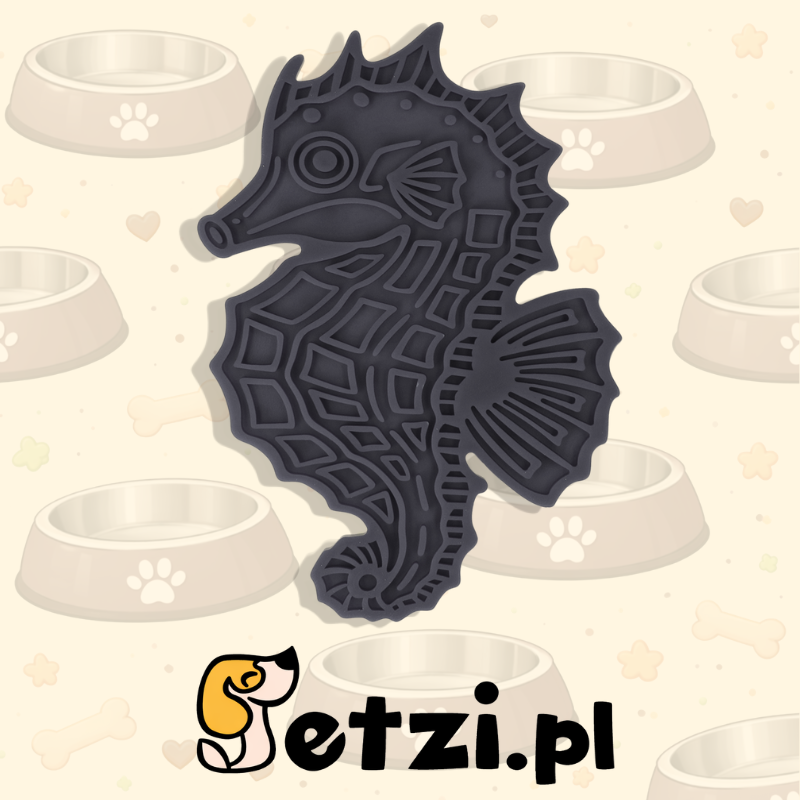 EAT SLOW LIVE LONGER LICK MAT SEAHORSE GRIJS