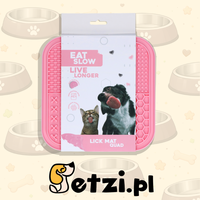 EAT SLOW LIVE LONGER LICK MAT QUAD PINK
