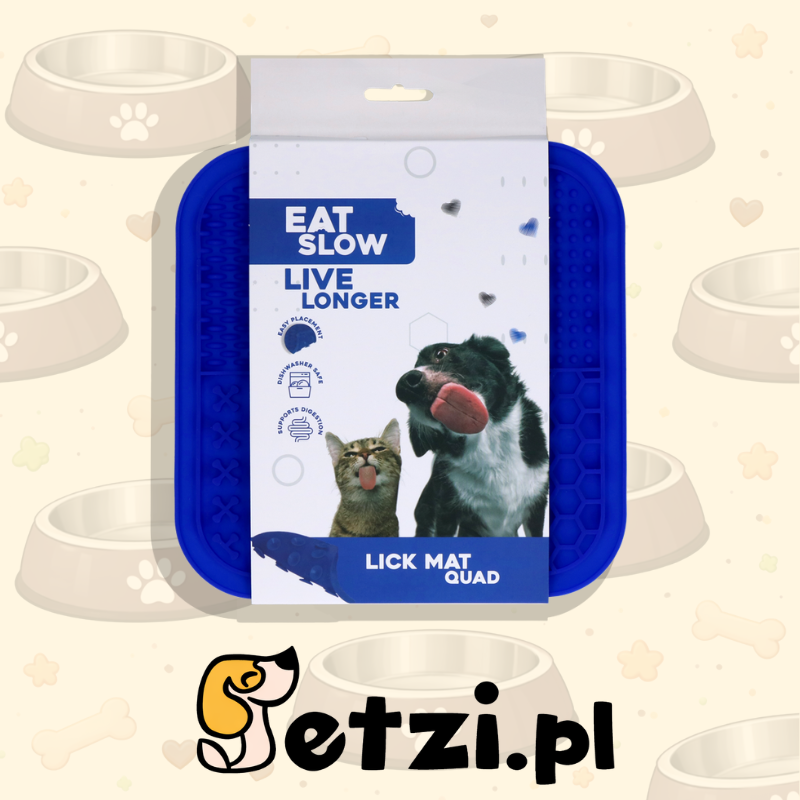 EAT SLOW LIVE LONGER LICK MAT QUAD BLUE