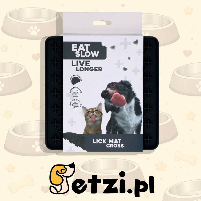 EAT SLOW LIVE LONGER LICK MAT CROSS GRIJS