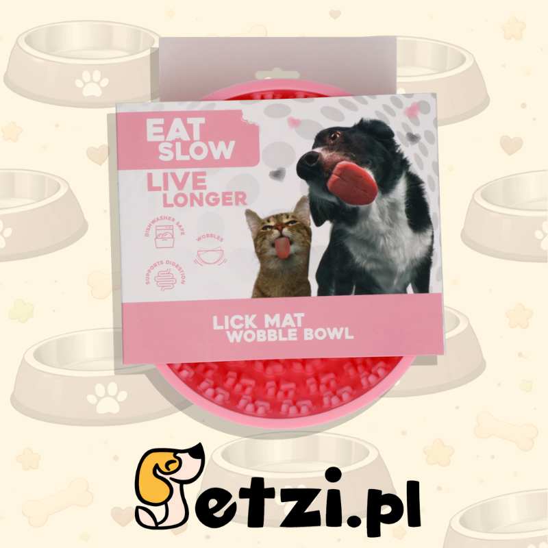 EAT SLOW LIVE LONGER LICK MAT WOBBLE BOWL PINK