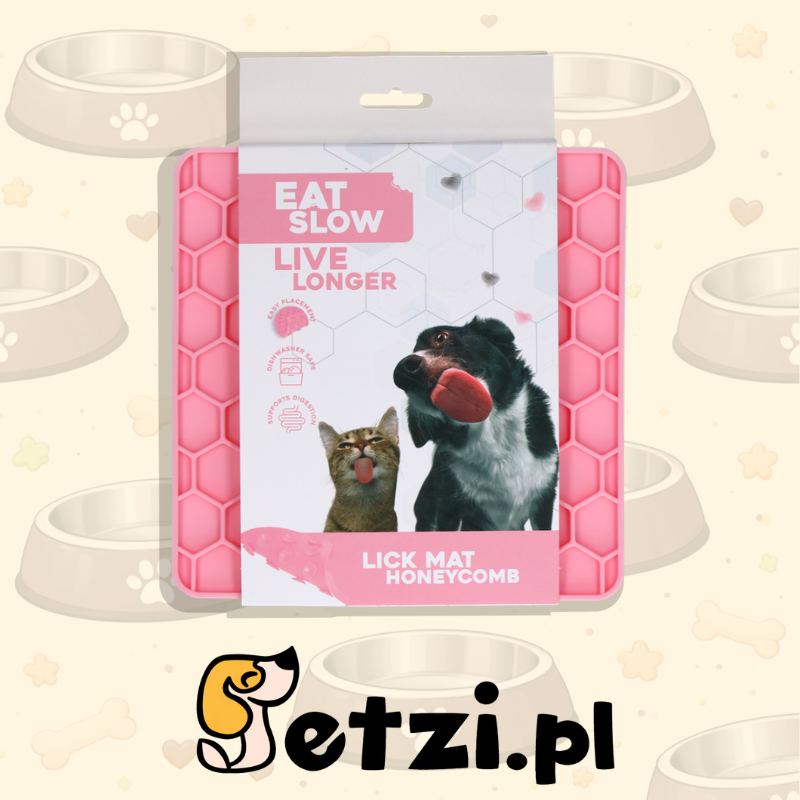 EAT SLOW LIVE LONGER LICK MAT HONEYCOMB PINK