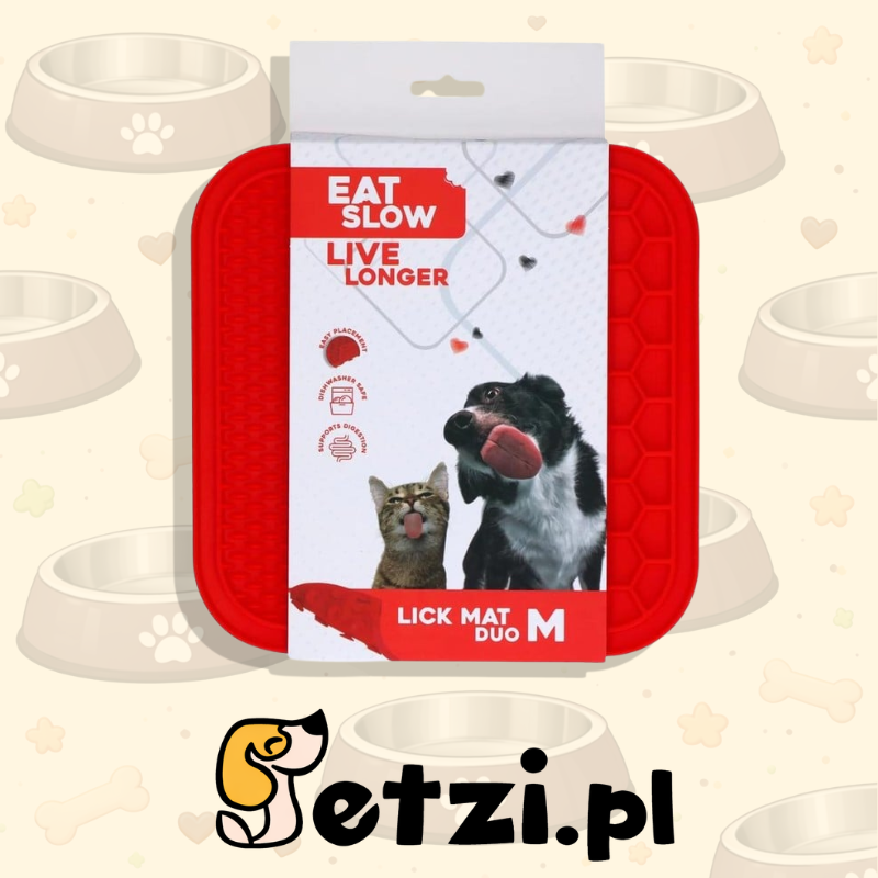 EAT SLOW LIVE LONGER LICK MAT DUO S RED