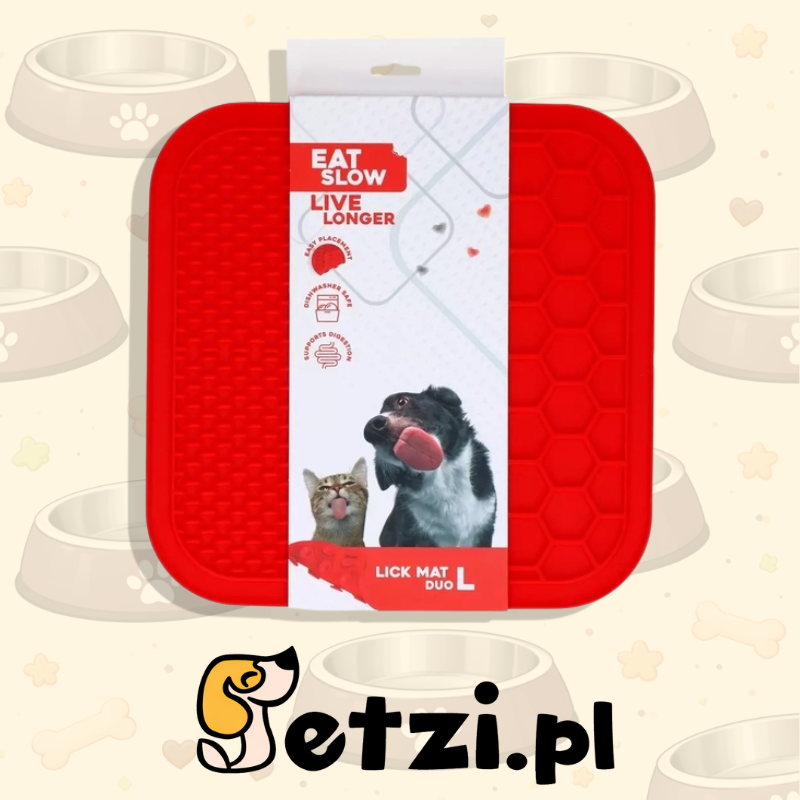 EAT SLOW LIVE LONGER LICK MAT DUO L RED