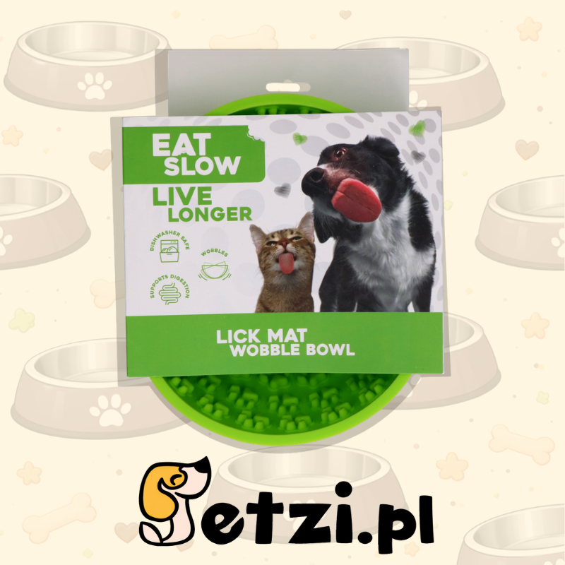 EAT SLOW LIVE LONGER LICK MAT WOBBLE BOWL GREEN