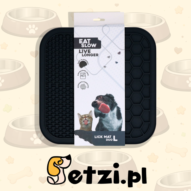 EAT SLOW LIVE LONGER LICK MAT DUO L GREY