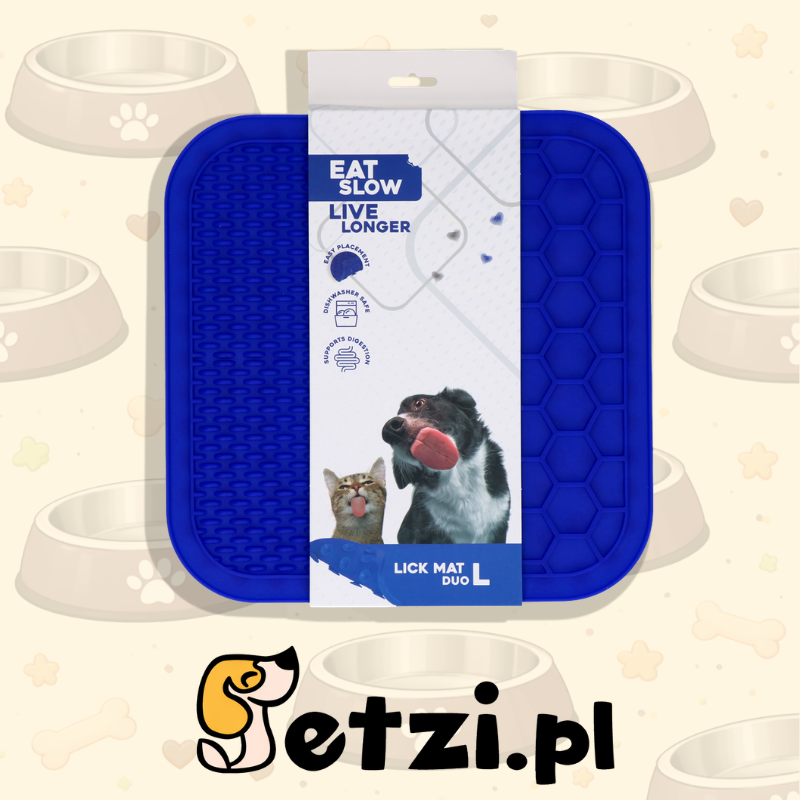 EAT SLOW LIVE LONGER LICK MAT DUO L BLUE