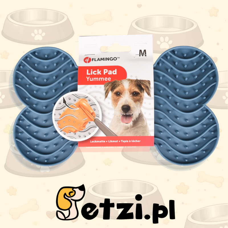 FLAMINGO LICK PAD YUMMEE SILICONE BONE PETROL M 21,8CM