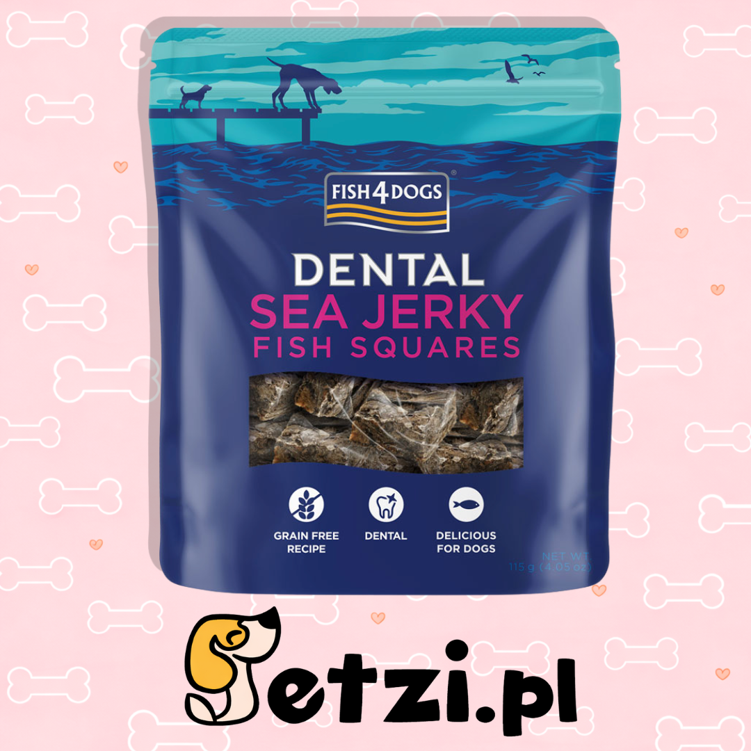 FISH4DOGS DENTAL SEA JERKY PRZYSMAKI DLA PSA FISH SQUARES 115G