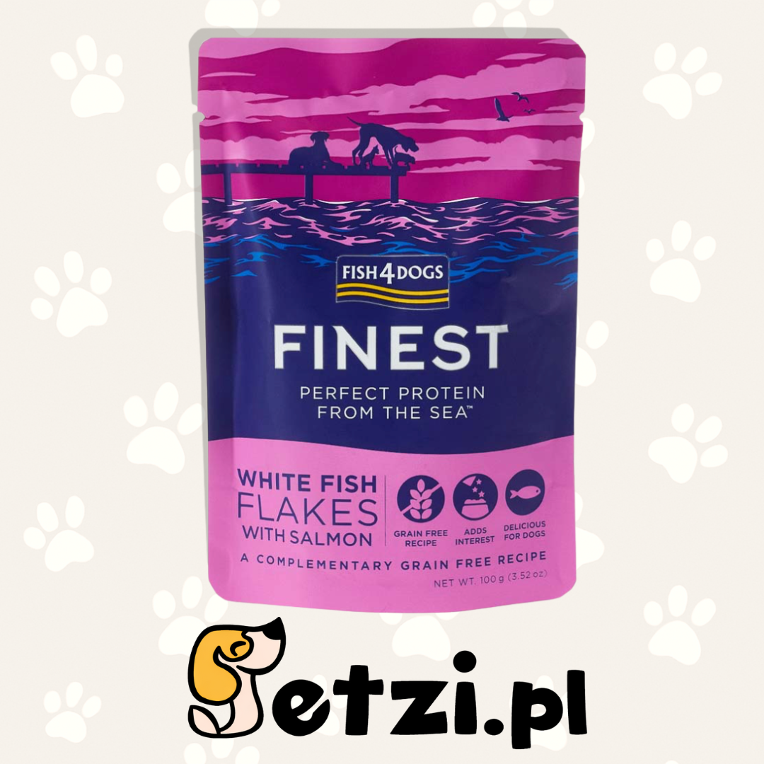FISH4DOGS FINEST MOKRA KARMA DLA PSA WHITE FISH FLAKES WITH SALMON 100G