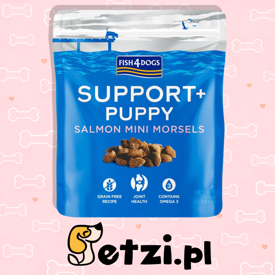 FISH4DOGS SUPPORT + PUPPY PRZYSMAKI DLA PSA SALMON MINI MORSELS 150G