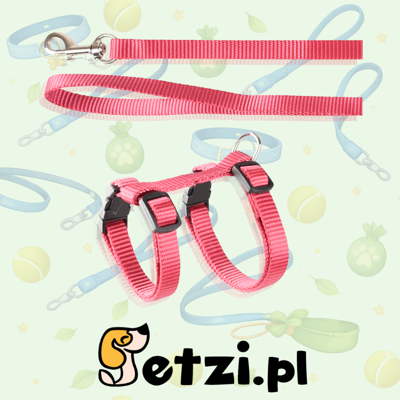 FLAMINGO CAT HARNESS WITH LEASH KITTEN ZIGGI CHERRY RED 15-22CM 20-30CM 120CM 10MM