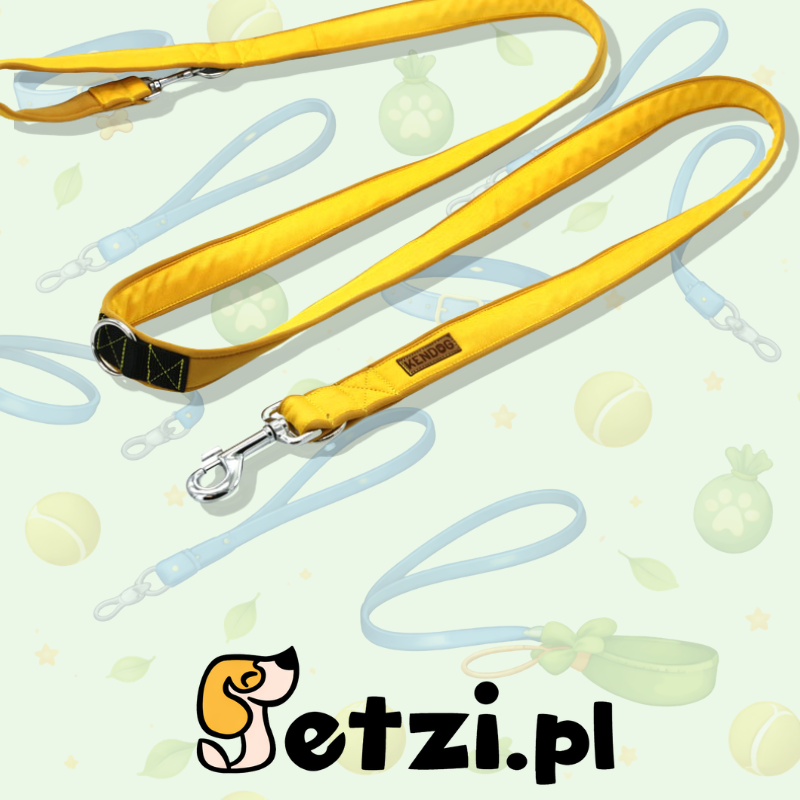 KENDOG SMYCZ PRZEPINANA MONOCOLOR YELLOW 300CM 2CM