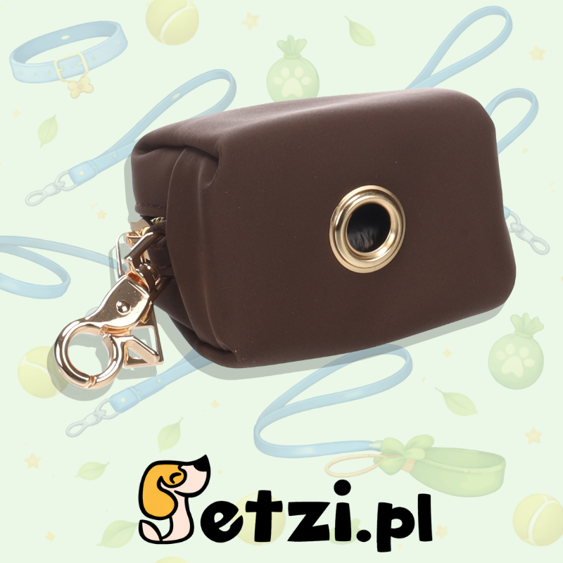 FLAMINGO POOP BAG HOLDER MIRKO DARK BROWN + 1 ROLL 8X5X5CM