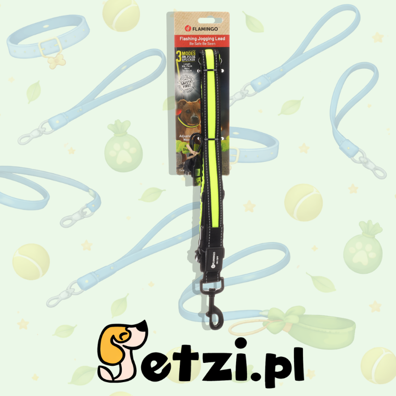 FLAMINGO JOGGING LEASH FLITZY BLACK & YELLOW 105-175CM 70-160CM