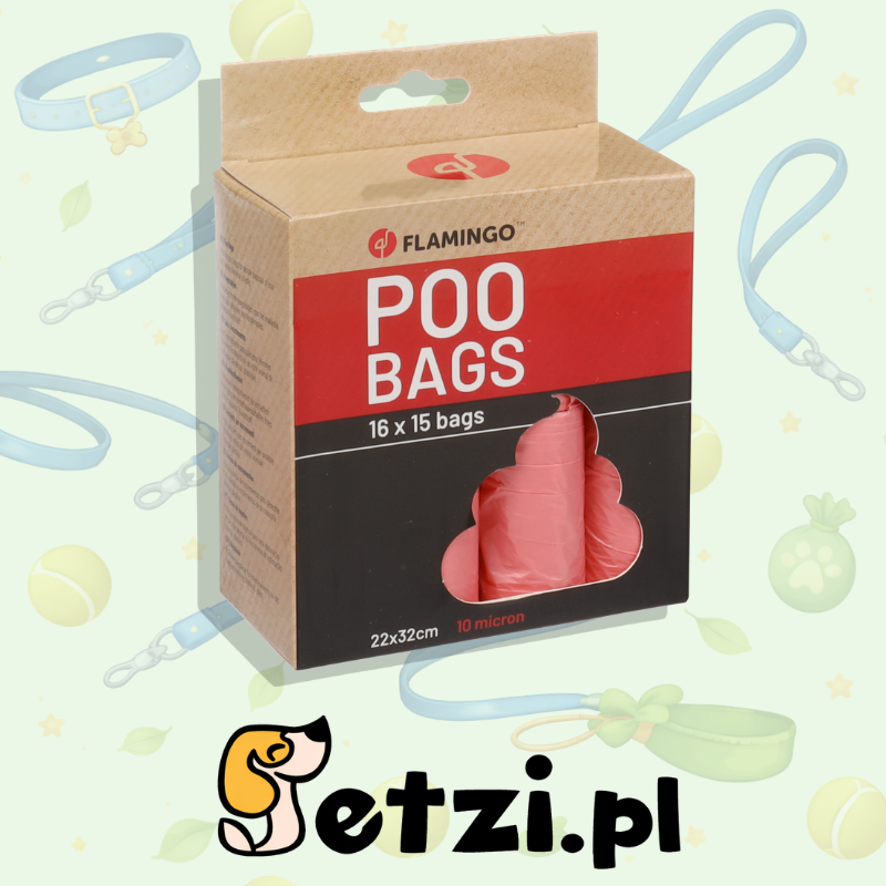 FLAMINGO POOP BAG BASIC PASTEL PINK 16X15PCS