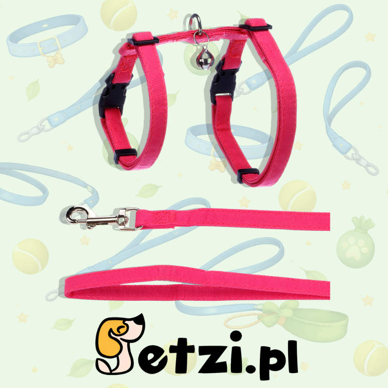 FLAMINGO CAT HARNESS WITH LEASH KITTEN LOMI FUCHSIA 15-22CM 20-30CM 120CM 10MM
