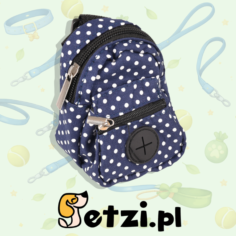 FLAMINGO POO BAG AND SNACK HOLDER DOT BLUE + 1 ROLL 8X5X12CM