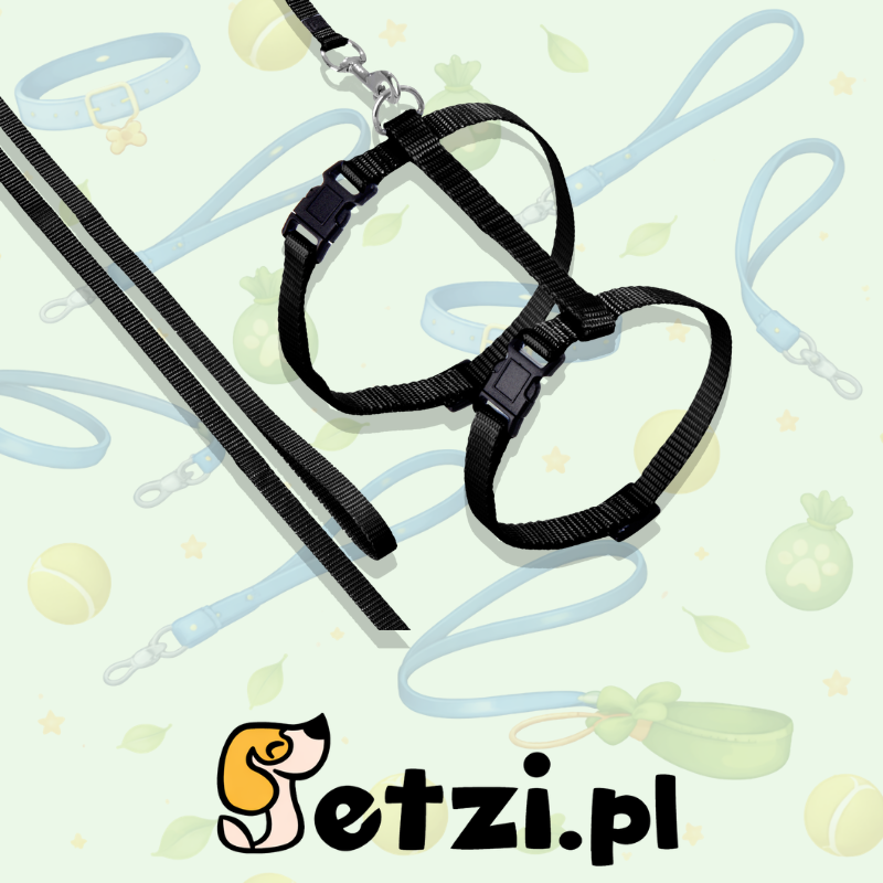 FLAMINGO CAT HARNESS WITH LEASH ZIGGI BLACK 22-36CM 27-46CM 110CM 10MM