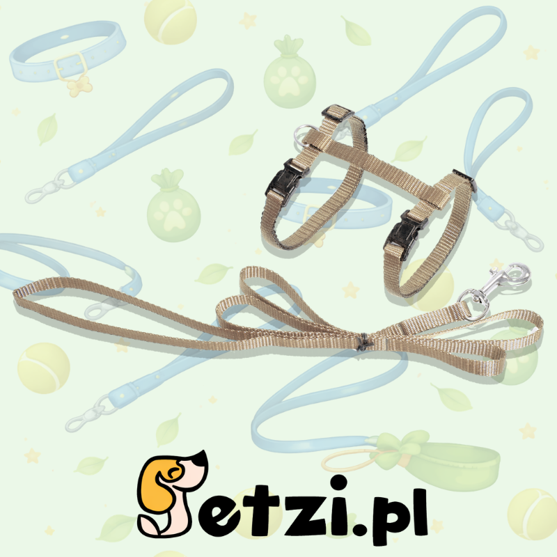 FLAMINGO CAT HARNESS WITH LEASH ZIGGI BEIGE 22-36CM 27-46CM 110CM 10MM