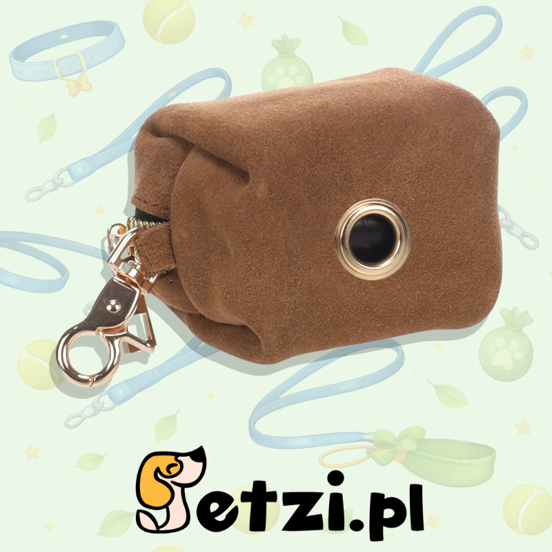 FLAMINGO POOP BAG HOLDER SUEDA BROWN + 1 ROLL 8X5X5CM