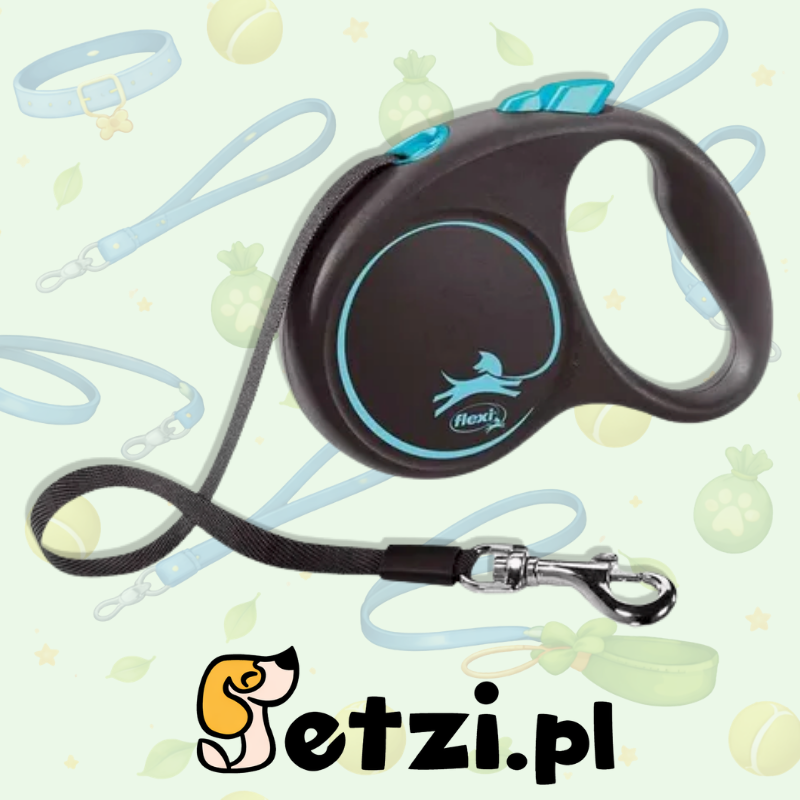FLEXI BLACK DESIGN XS SMYCZ AUTOMATYCZNA CORD 3 M CZARNO/ JASNONIEBIESKA