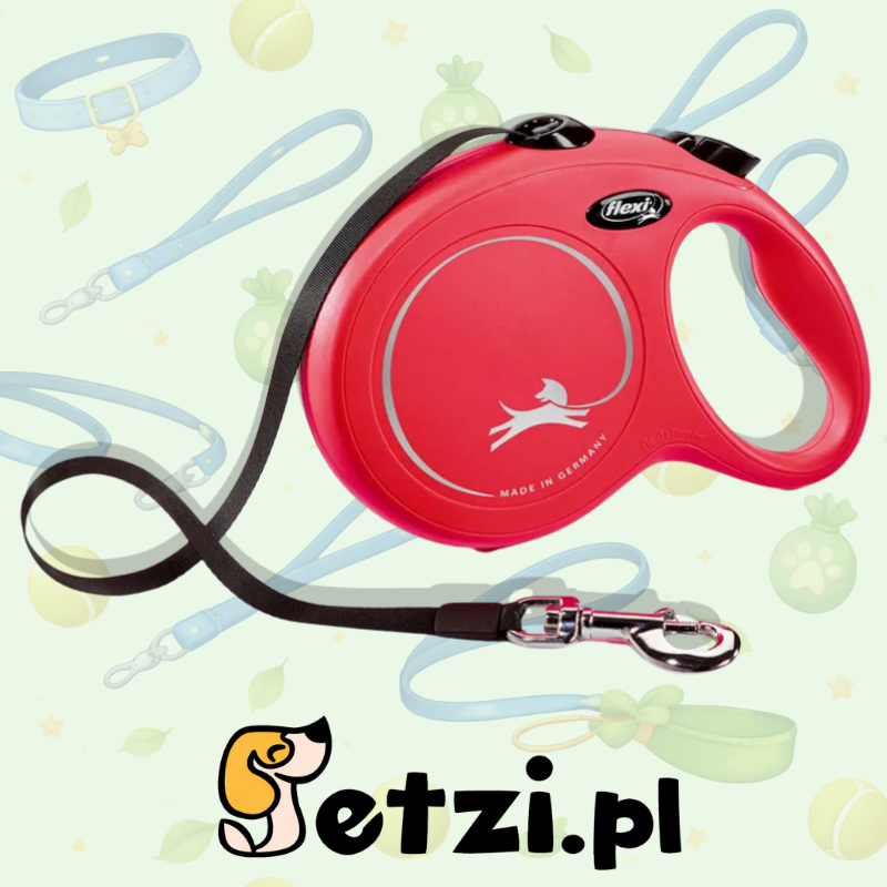 FLEXI NEW CLASSIC L SMYCZ AUTOMATYCZNA TAŚMA 8 M CZERWONA