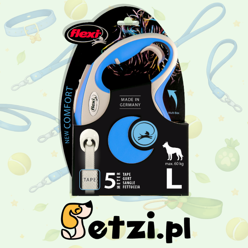 FLEXI NEW COMFORT L SMYCZ AUTOMATYCZNA TAŚMA 5M NIEBIESKI