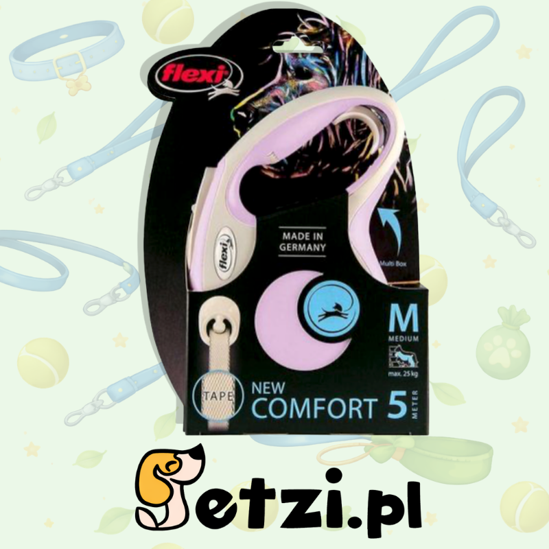 FLEXI NEW COMFORT M SMYCZ AUTOMATYCZNA TAPE 5M RÓŻOWY