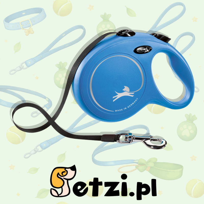 FLEXI SMYCZ AUTOMATYCZNA NEW CLASSIC L 5 M TAŚMA NIEBIESKA