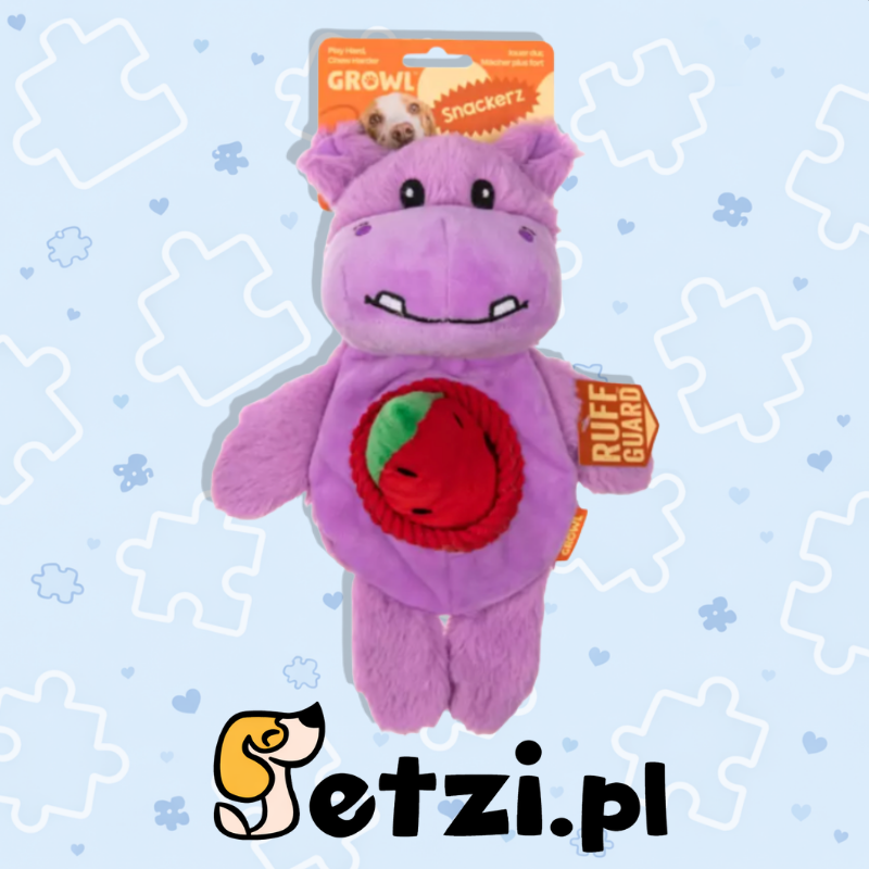 GROWL SNACKERZ HIPPO PURPLE - PLUSZOWA ZABAWKA