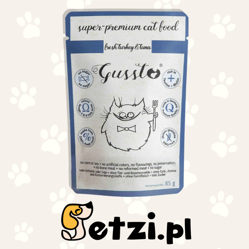 GUSSTO MOKRA KARMA DLA KOTA INDYK Z TUŃCZYKIEM 85G