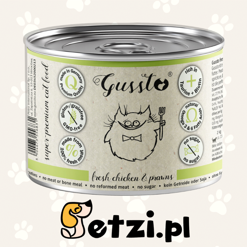 GUSSTO MOKRA KARMA DLA KOTA KURCZAK Z KREWETKAMI 200G