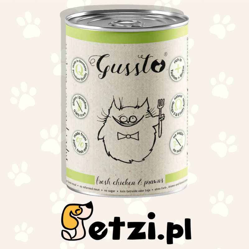GUSSTO MOKRA KARMA DLA KOTA KURCZAK Z KREWETKAMI 400G