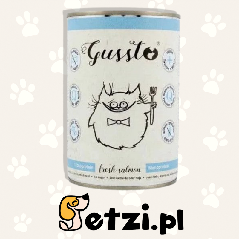 GUSSTO MOKRA KARMA DLA KOTA ŁOSOŚ 375G