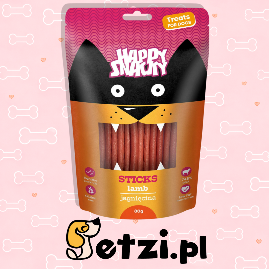 HAPPY SNACKY PATYCZKI PRZYSMAKI DLA PSA Z JAGNIĘCINY 80G