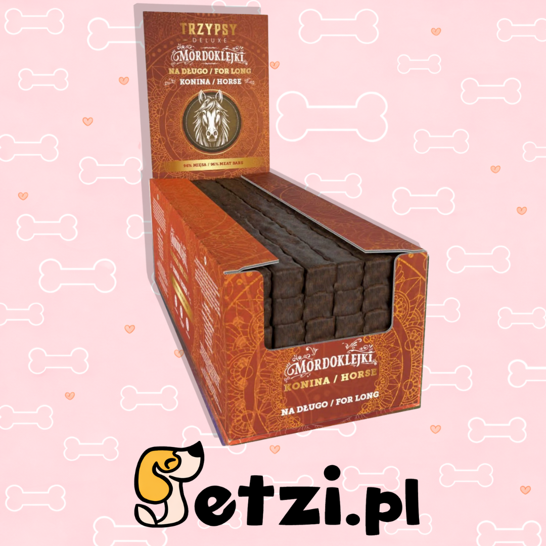 HAPPY SNACKY TRZYPSY DLA PSA MORDOKLEJKI NA DŁUGO Z KONINY SZT.