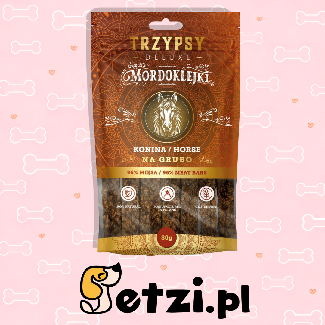 HAPPY SNACKY TRZYPSY DLA PSA MORDOKLEJKI NA GRUBO Z KONINY 80G