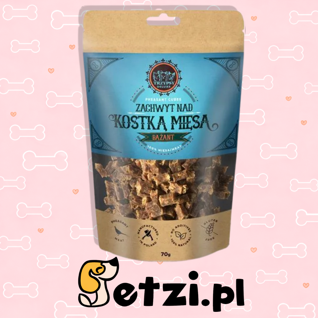 HAPPY SNACKY ZACHWYT NAD KOSTKĄ MIĘSA PRZYSMAKI DLA PSA Z BAŻANT 70G